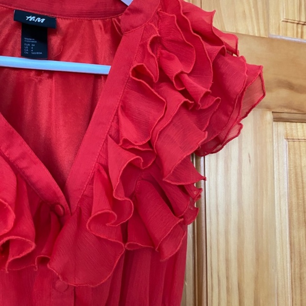 Red raffled blouse H&M - Picture 4 of 6